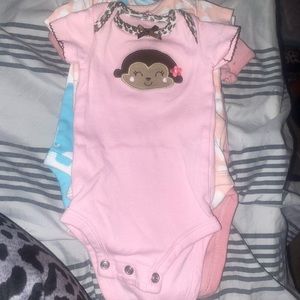 Carter’s Onesie Pink with Monkey cheetah print trim